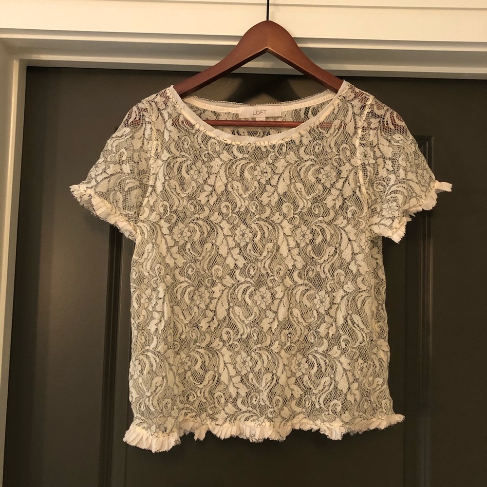 Loft Ann Taylor Womens Shirt Size S Cream